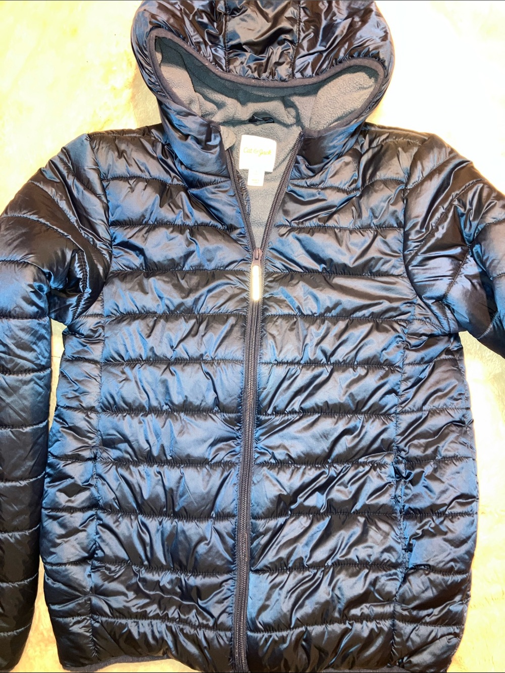 Cat & Jack Navy Packable Hooded Puffer Jacket